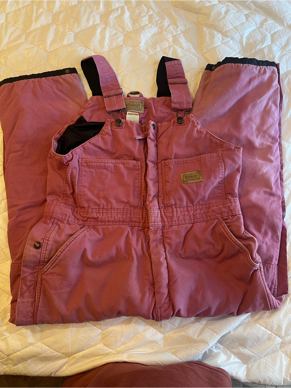 Schmidt women’s  Pink insulated Bib Overalls L